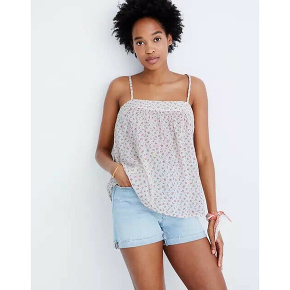 Madewell Tops - Madewell Floral Print Tank Top - Cream and Pink